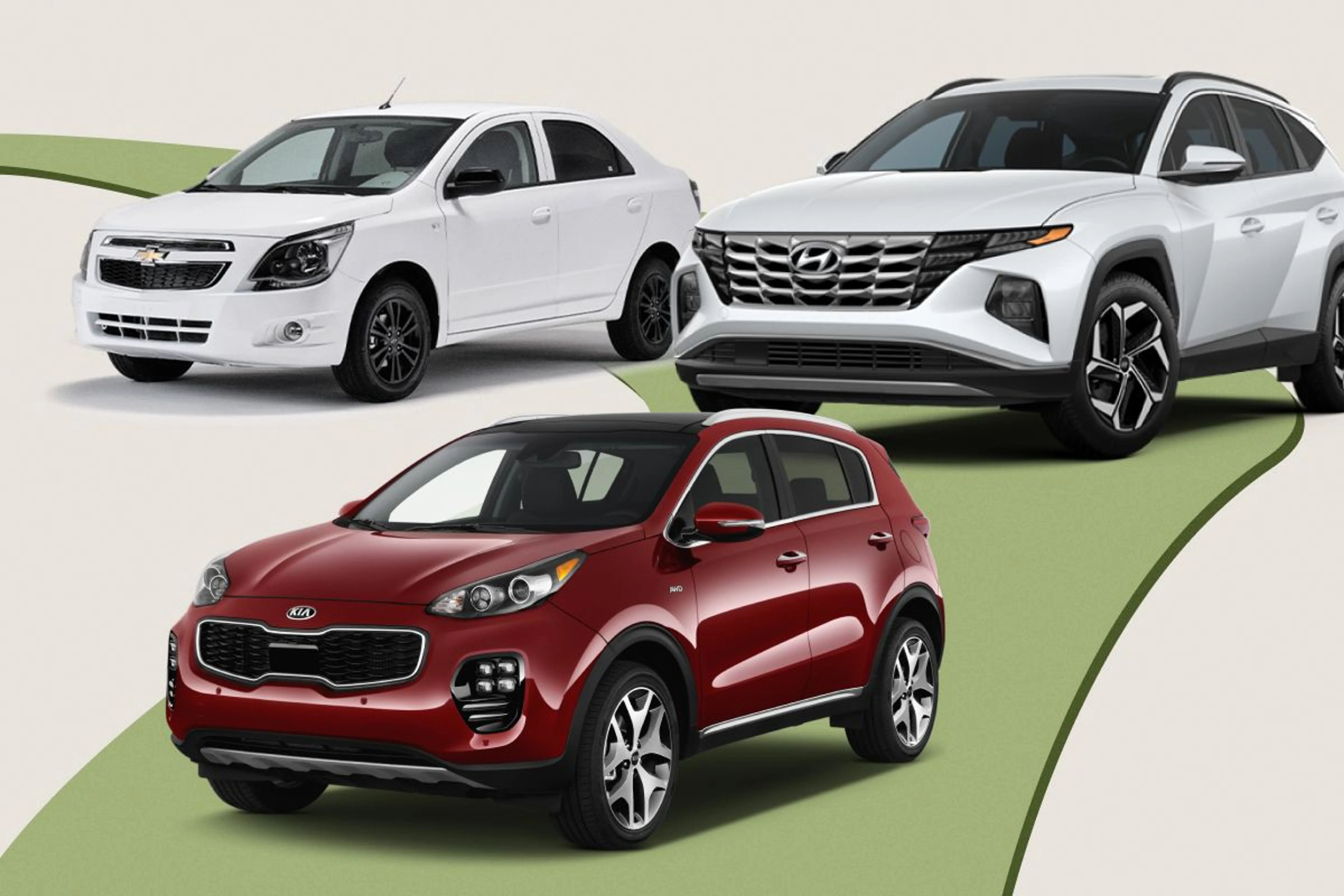 Коллаж: Chevrolet, Hyundai, KIA